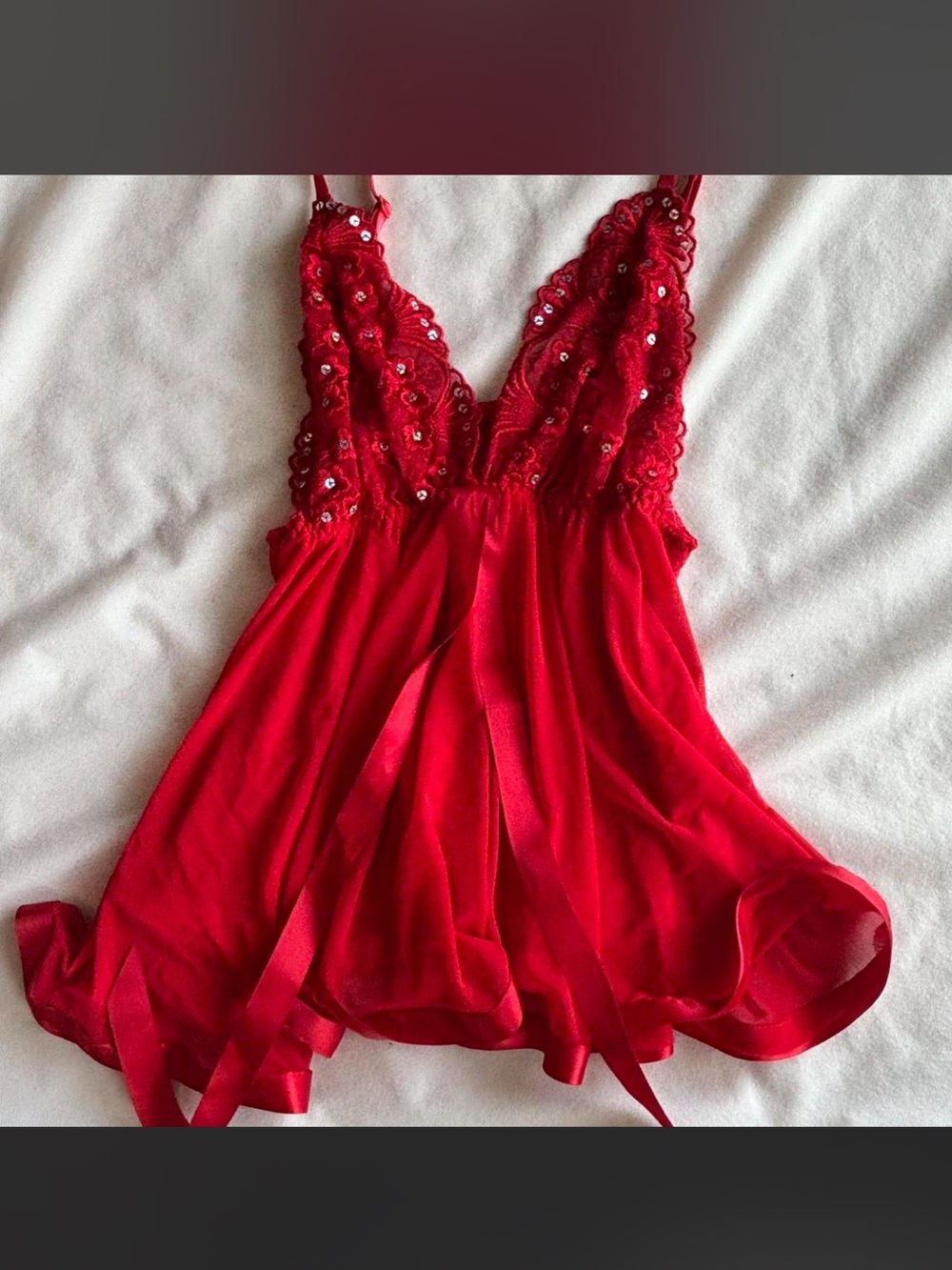 Victoria Secret Red Lace & Satin Babydoll Lingerie